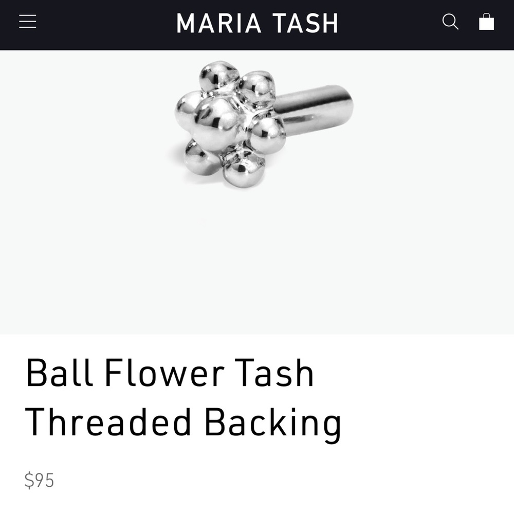Maria Tash 14K White Gold Ball Flower Tash Threaded Earring Backing